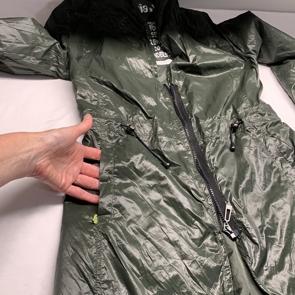 𝅺Soia and Kyo Nylon Windbreaker Jacket with Hood Olive Green XS - Picture 5 of 14